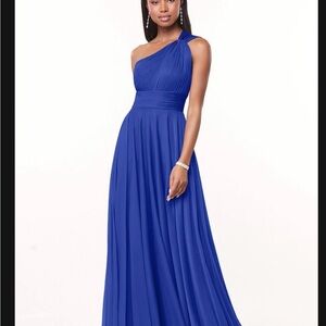 Azazie Elegant Royal Blue One-Shoulder Dress Azazie Charlize